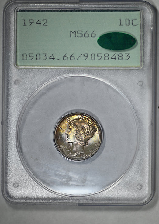 1942 Mercury Dime 10C PCGS Rattler MS66 CAC