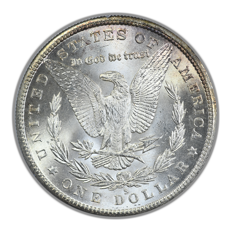 1880-S Morgan Dollar $1 PCGS Rattler MS65 CAC Reverse