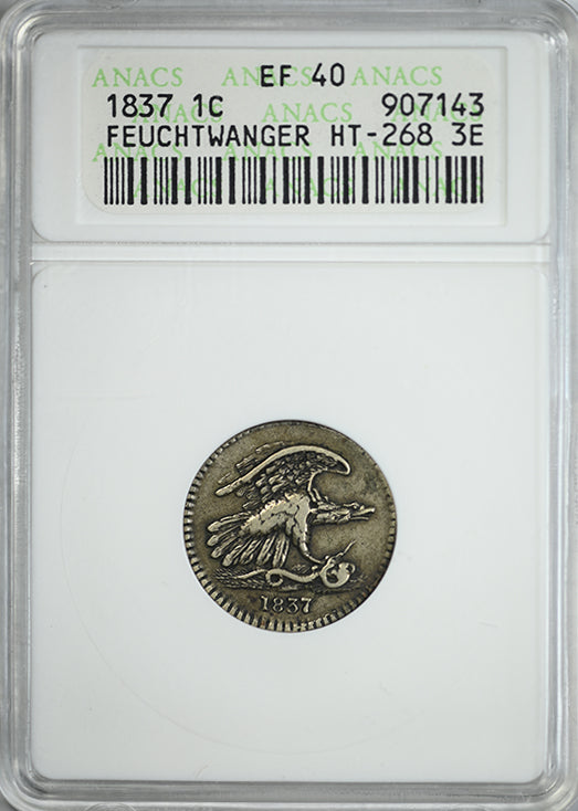 1837 New York Feuchtwangers Composition Cent 1C ANACS Soapbox XF40 HT-268
