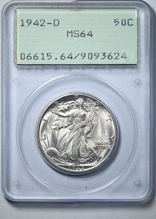 1942-D Walking Liberty Half Dollar 50C PCGS Rattler MS64