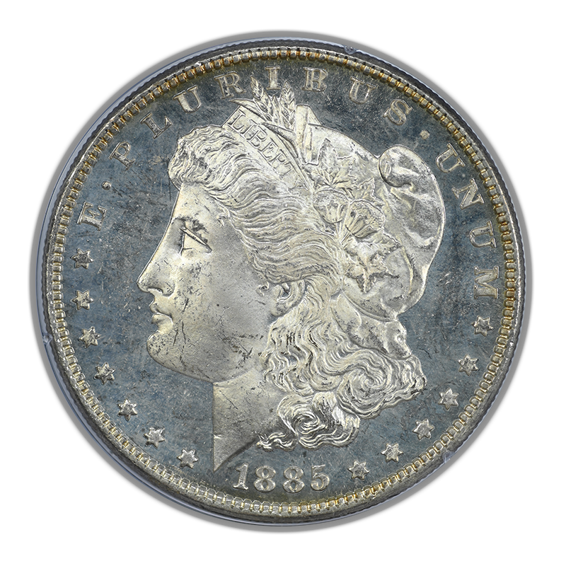 1885 Morgan Dollar $1 PCGS Rattler MS65DMPL - Deep Mirror Prooflike Obverse