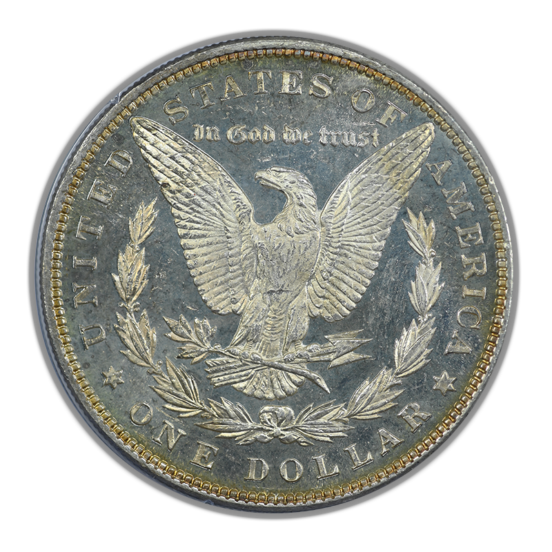 1885 Morgan Dollar $1 PCGS Rattler MS65DMPL - Deep Mirror Prooflike Reverse