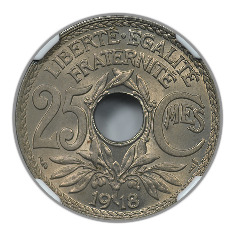 1918 France 25C Centimes NGC MS64
