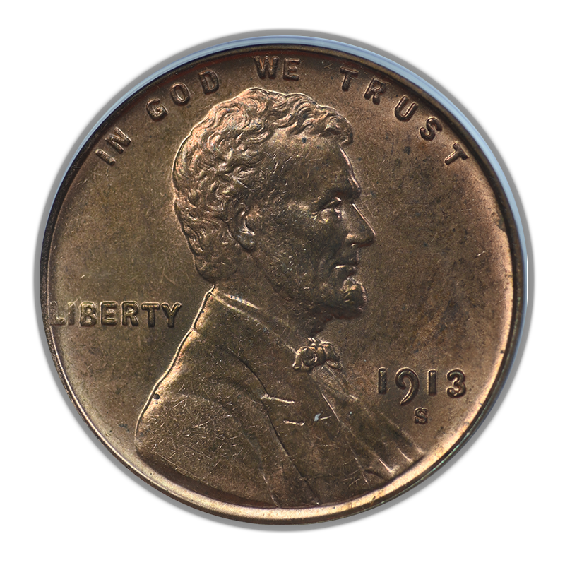1913-S Lincoln Wheat Cent 1C PCGS MS64RB OGH