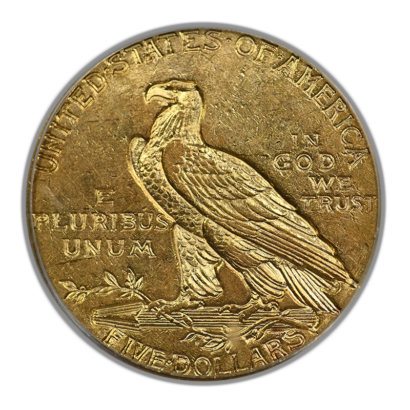 1908 Indian Head Gold Half Eagle $5 PCGS AU55 OGH