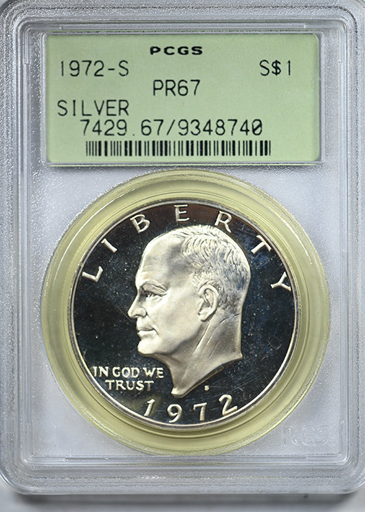 1972-S Proof Silver Eisenhower Ike Dollar $1 PCGS PR67 OGH
