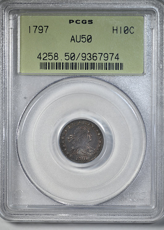 1797 Draped Bust Half Dime H10C PCGS AU50 OGH