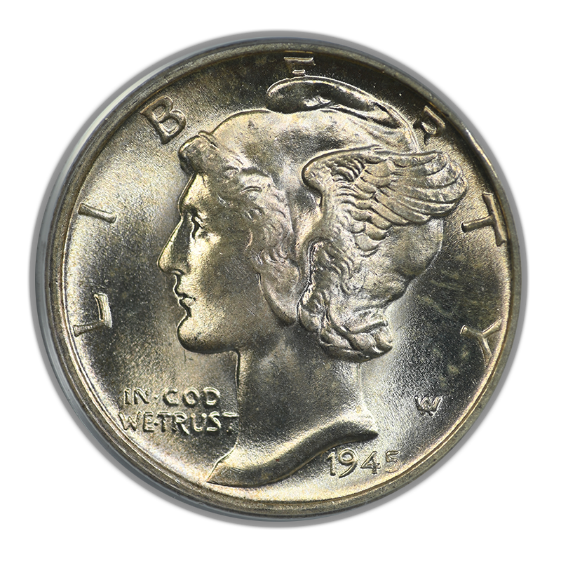 1945-S Mercury Dime 10C PCGS MS65FB OGH - Full Bands