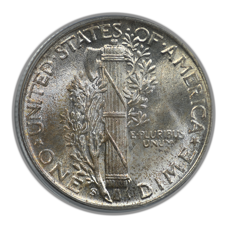 1945-S Mercury Dime 10C PCGS MS65FB OGH - Full Bands