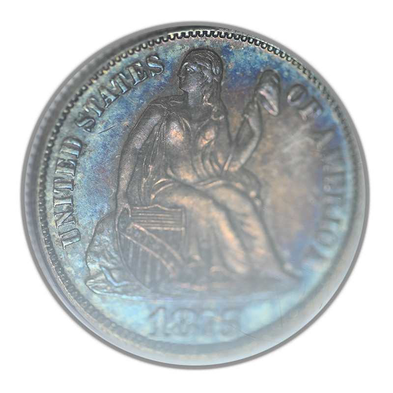 1875 Proof Liberty Seated Dime 10C PCGS PR62 OGH - TONED!