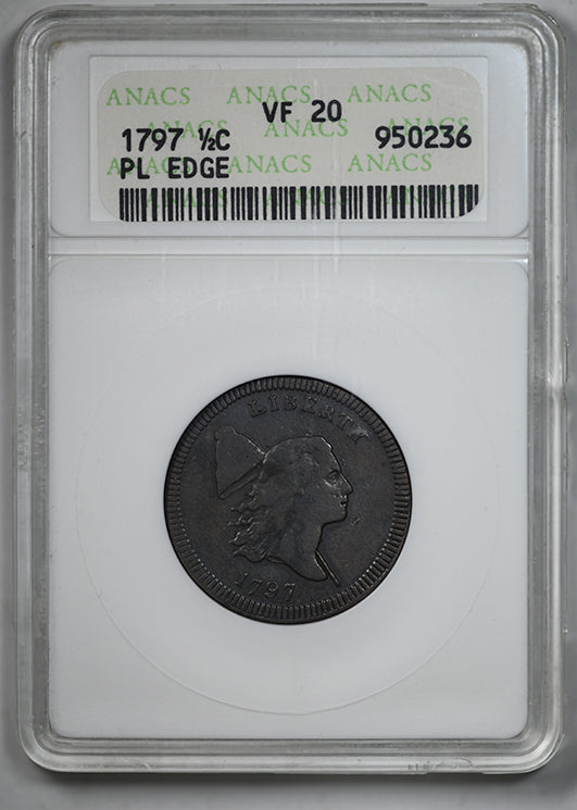 1797 Draped Bust Half Cent 1/2C ANACS Soapbox VF20 - Plain Edge