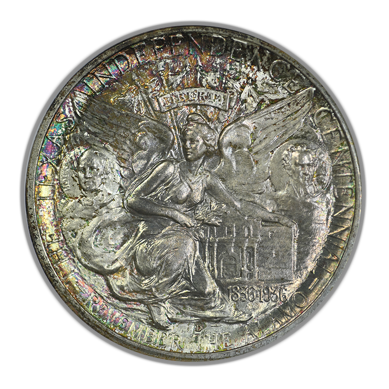 1938-D Texas Classic Commemorative Half Dollar 50C NGC MS67 - TONED!