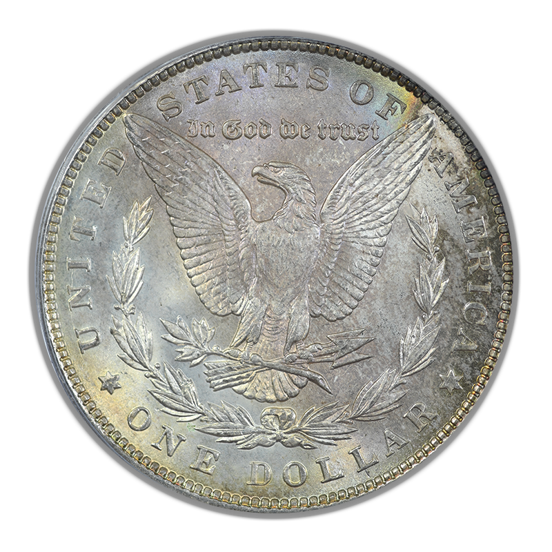 1900 Morgan Dollar $1 PCGS MS65 OGH - RAINBOW TONED! Reverse