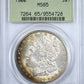 1900 Morgan Dollar $1 PCGS MS65 OGH - RAINBOW TONED! Obverse Slab