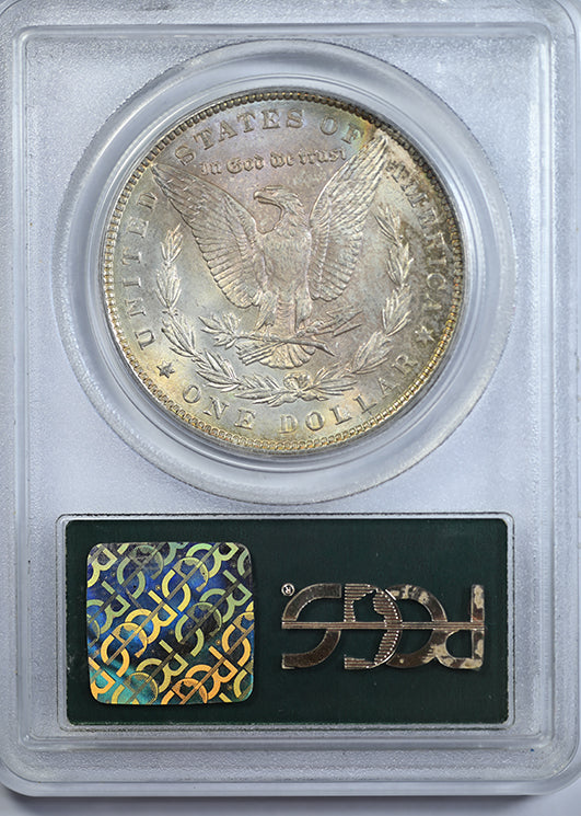 1900 Morgan Dollar $1 PCGS MS65 OGH - RAINBOW TONED! Reverse Slab