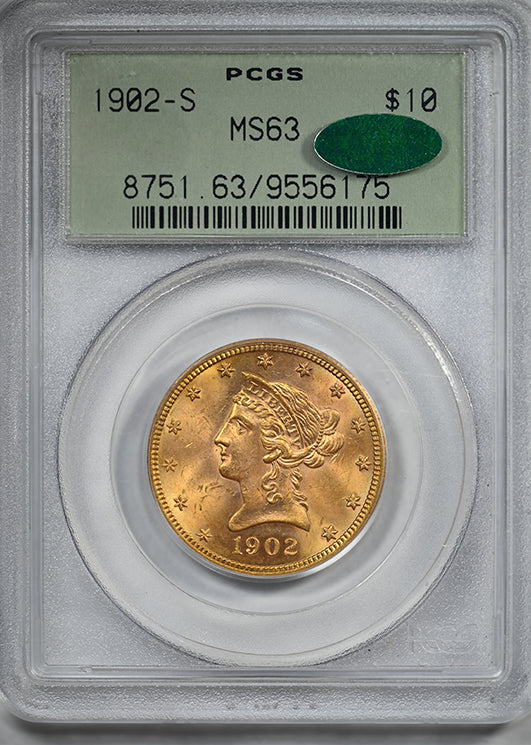 1902-S Liberty Head Gold Eagle $10 PCGS MS63 CAC OGH