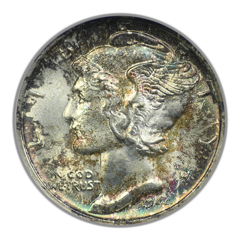 1944-S Mercury Dime 10C ANACS Soapbox MS65FB - Full Bands - TONED!