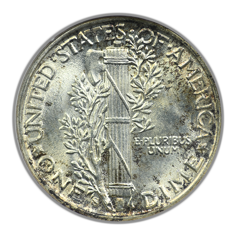 1944-S Mercury Dime 10C ANACS Soapbox MS65FB - Full Bands - TONED!