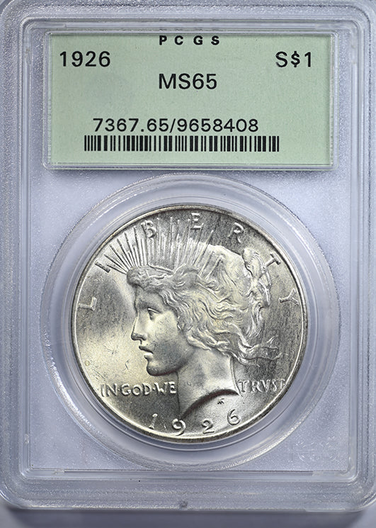 1926 Peace Dollar $1 PCGS MS65 OGH Obverse Slab