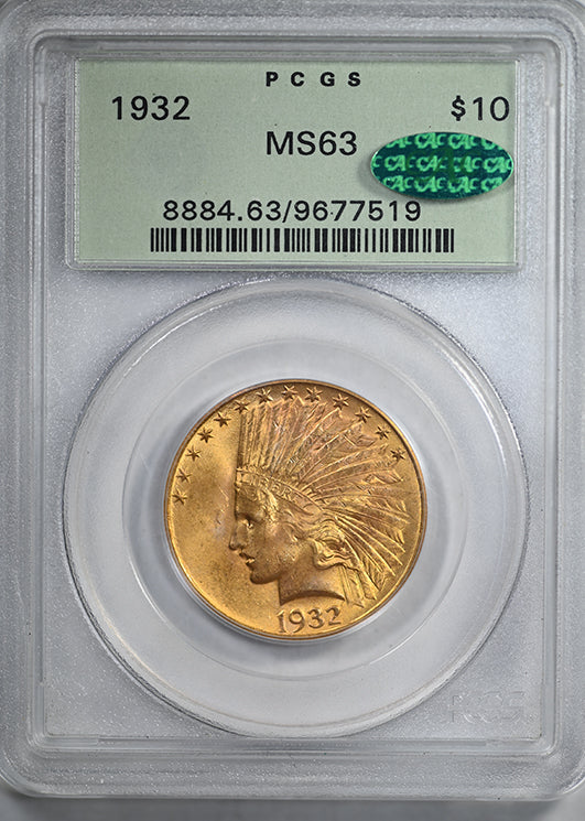 1932 Indian Head Gold Eagle $10 PCGS MS63 CAC OGH