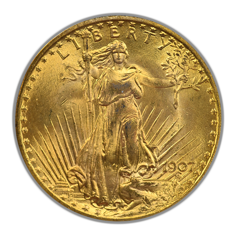 1907 Saint Gaudens Gold Double Eagle $20 PCGS MS64 CAC OGH