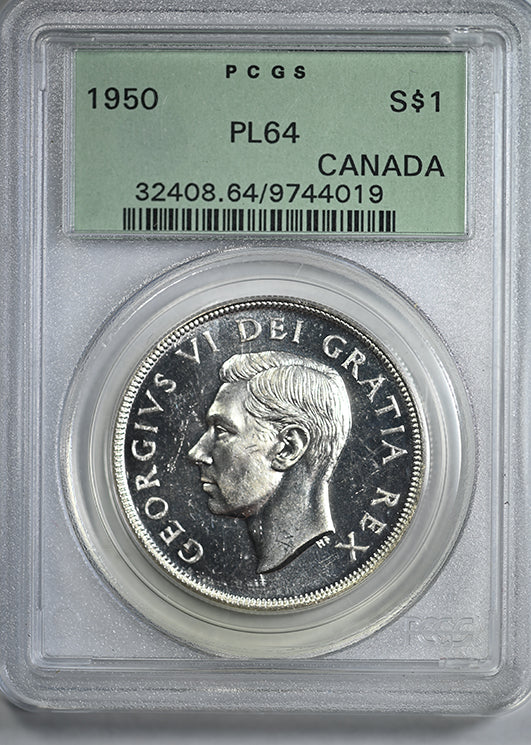 1950 Canada Silver Dollar $1 PCGS PL64 OGH
