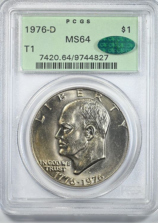 1976-D Clad Type 1 Eisenhower Dollar $1 PCGS MS64 CAC OGH