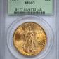 1924 Saint Gaudens Gold Double Eagle $20 PCGS MS63 OGH - Strike Through Error Obverse