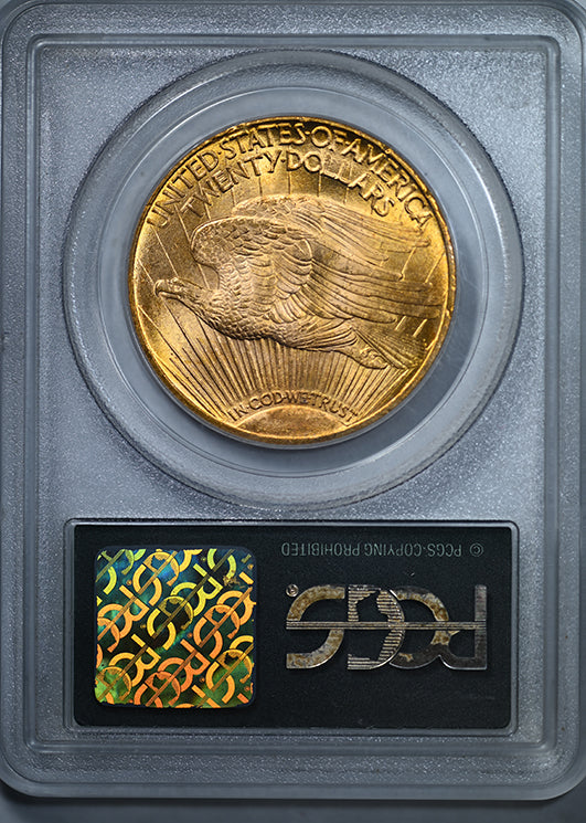 1924 Saint Gaudens Gold Double Eagle $20 PCGS MS63 OGH - Strike Through Error Obverse