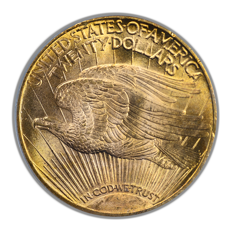 1924 Saint Gaudens Gold Double Eagle $20 PCGS MS63 OGH - Strike Through Error Obverse