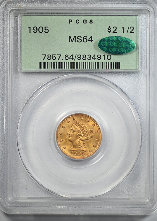 1905 Liberty Head Gold Quarter Eagle $2.50 PCGS MS64 CAC OGH