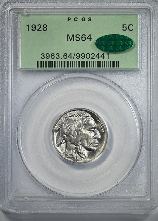 1928 Buffalo Nickel 5C PCGS MS64 CAC OGH Obverse Slab