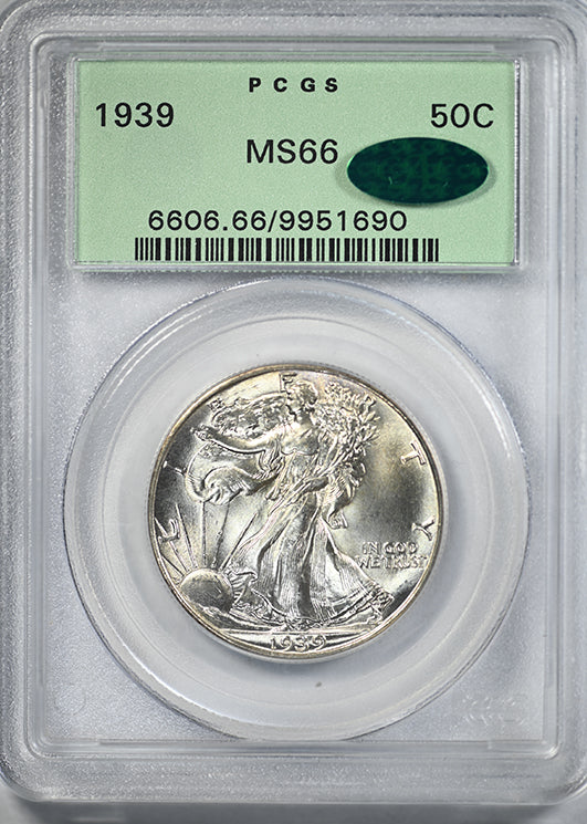 1939 Walking Liberty Half Dollar 50C PCGS MS66 CAC OGH