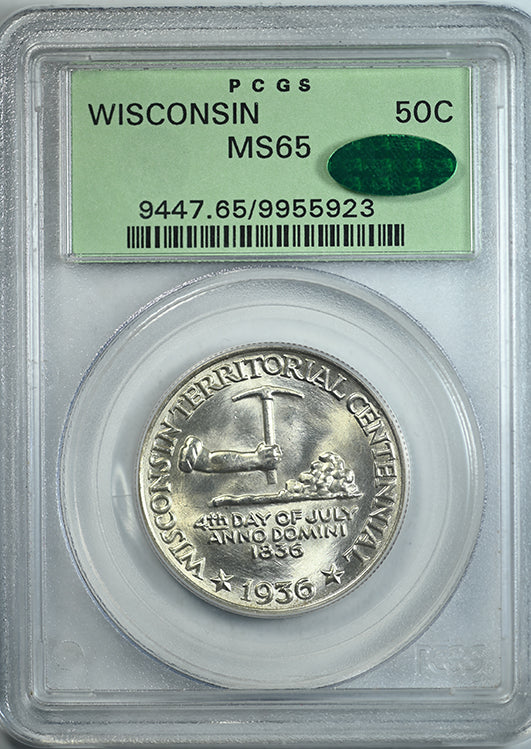 1935 Wisconsin Classic Commemorative Half Dollar 50C PCGS MS65 CAC OGH Obverse Slab