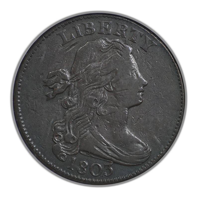 1803 Draped Bust Large Cent 1C ANACS Soapbox VF25 S-253