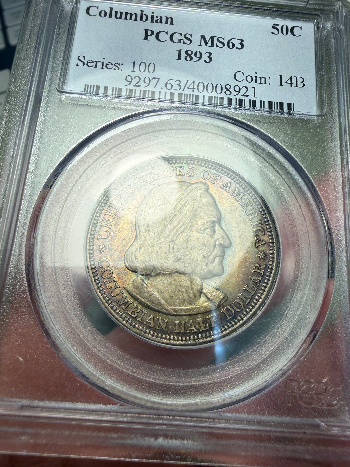 1893 Columbian Exposition Classic Commemorative Half Dollar 50C PCGS MS63 - TONED!