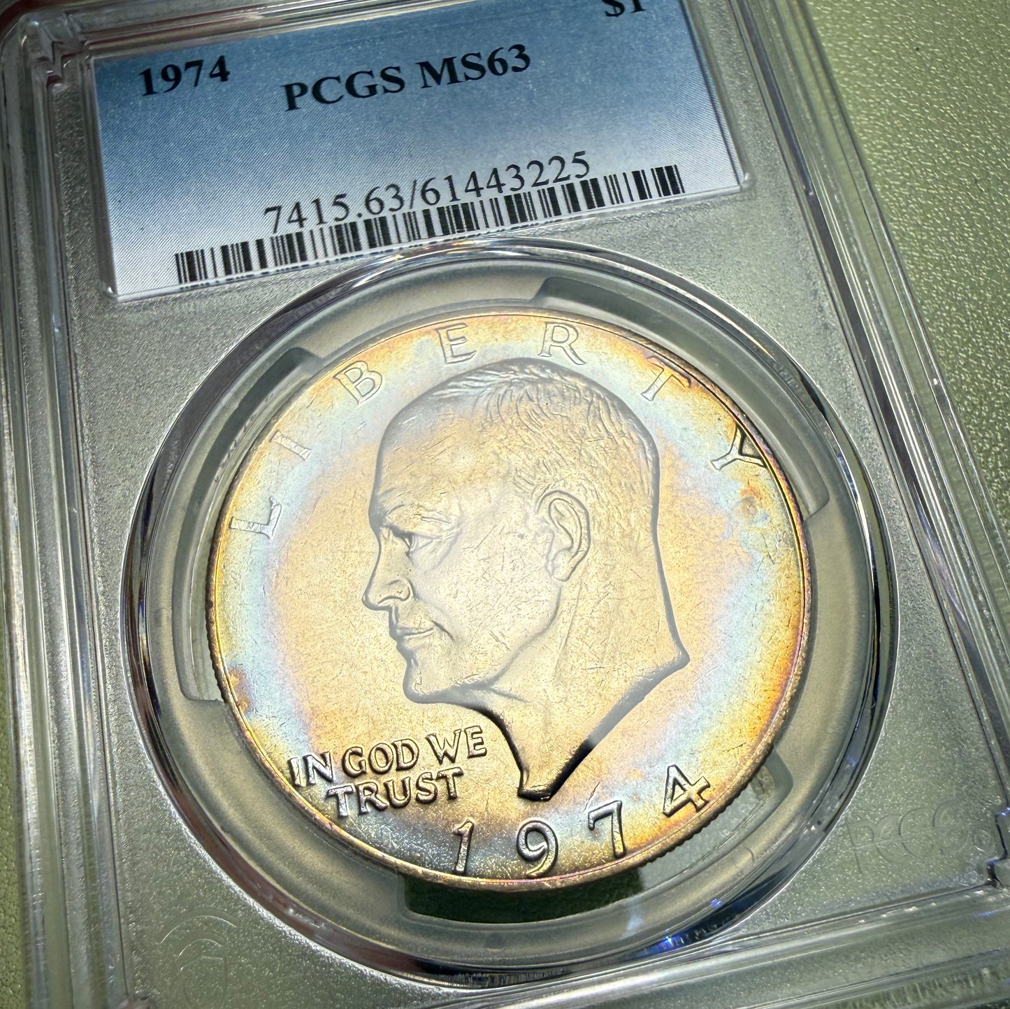1974 Clad Eisenhower Ike Dollar $1 PCGS MS63 - TONED!