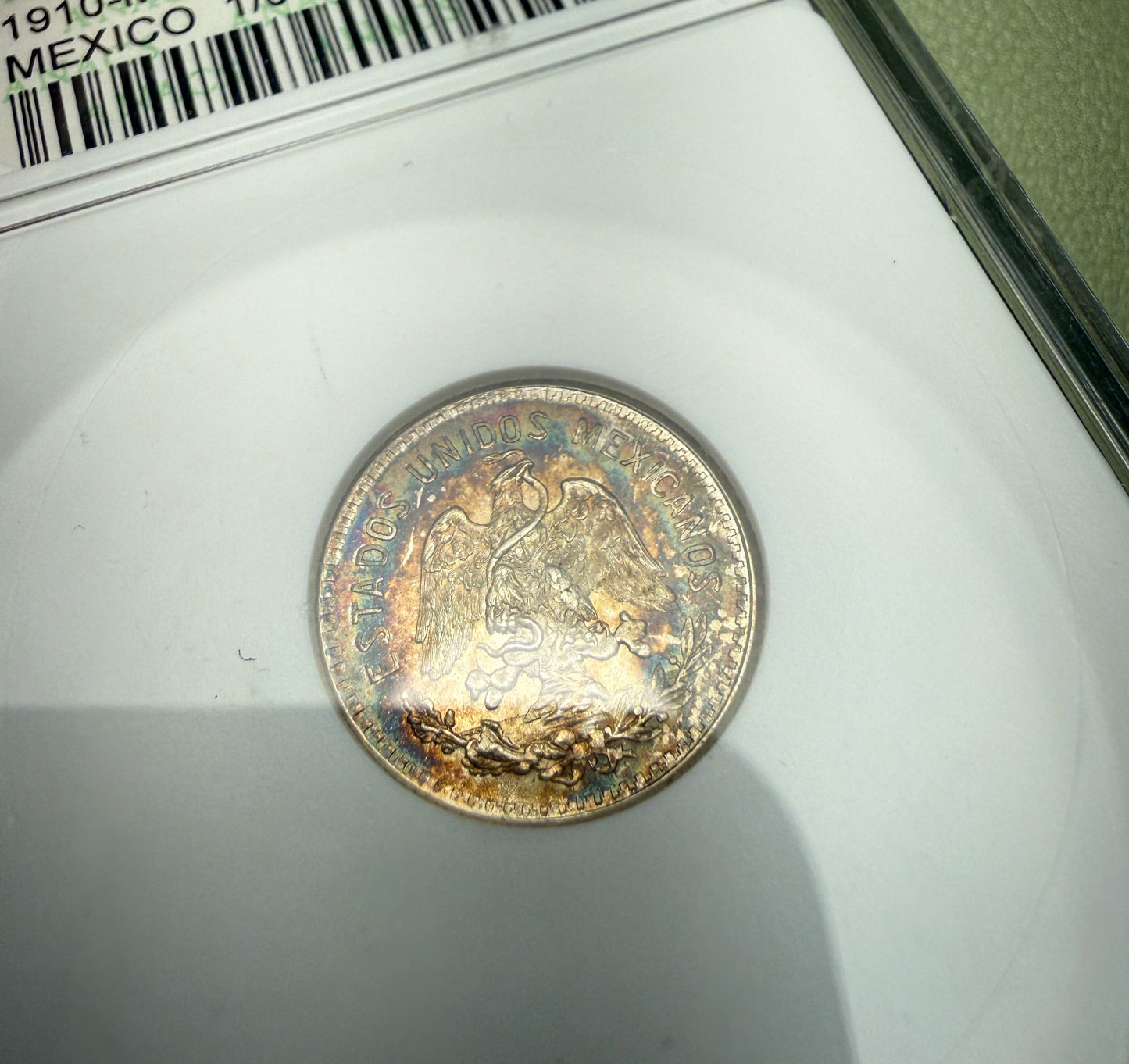 1910-M Mexico 10C Centavos ANACS Soapbox MS65 - TONED!