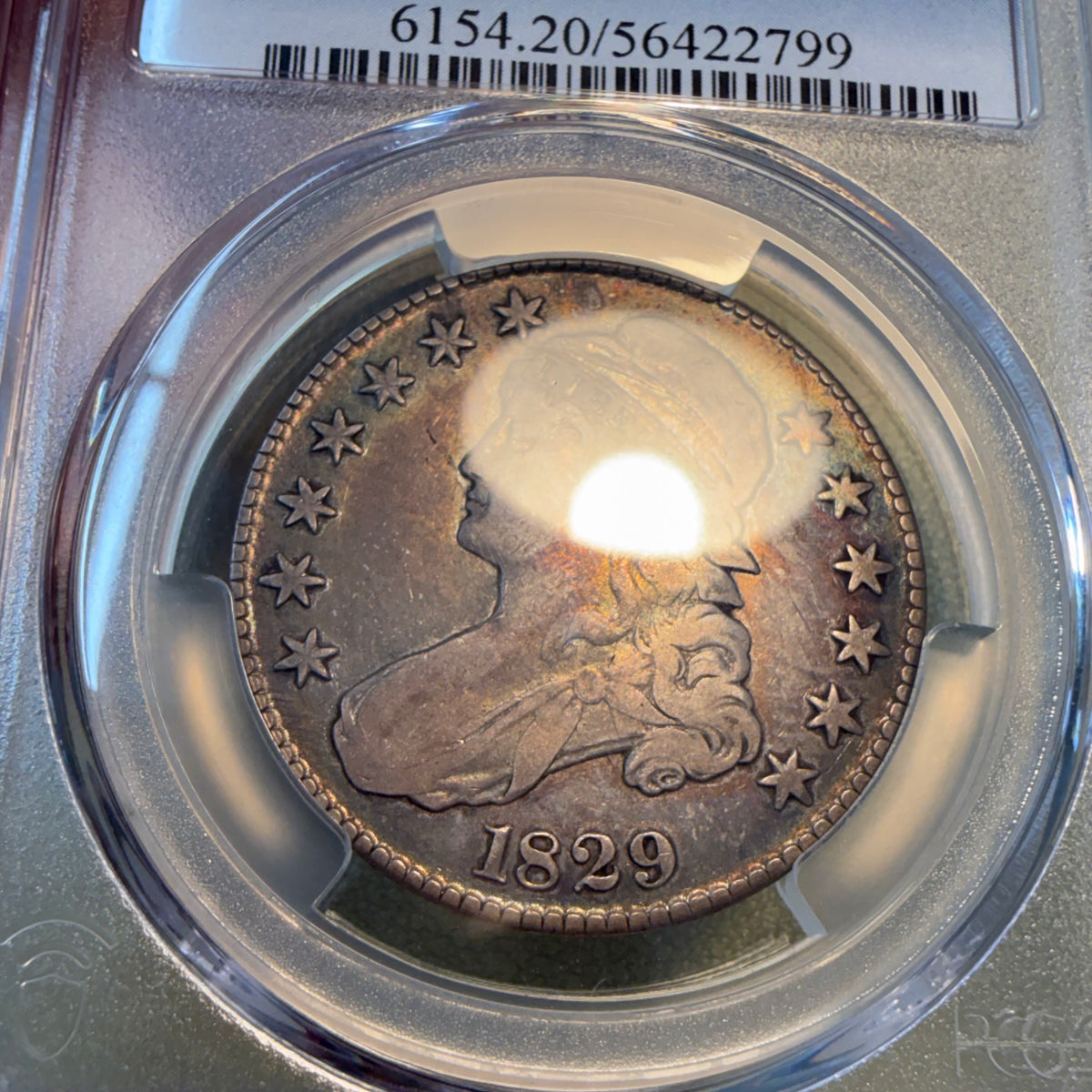 1829 Capped Bust Half Dollar 50C PCGS VF20 - TONED!