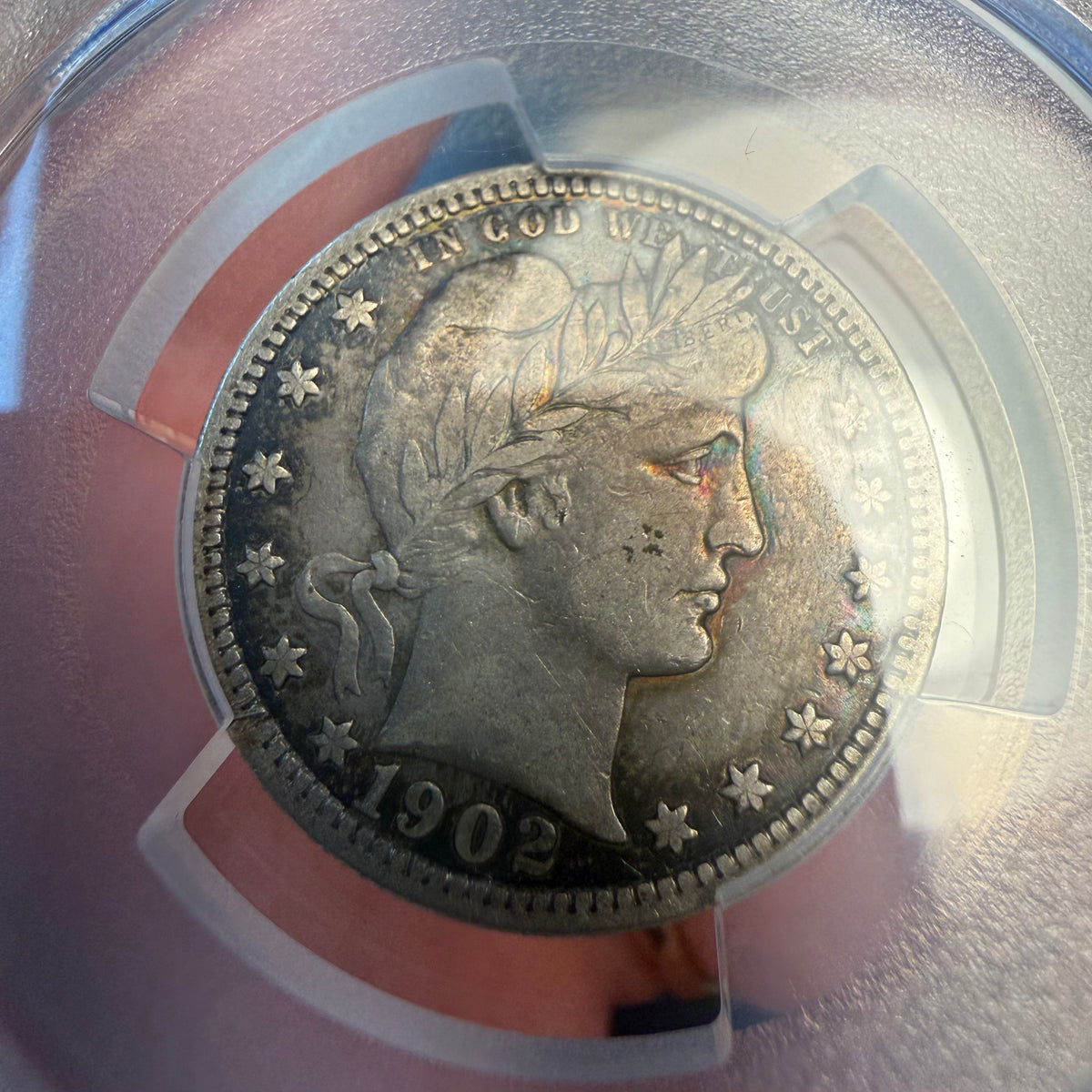 1902 Barber Quarter 25C PCGS VF20 - TONED!