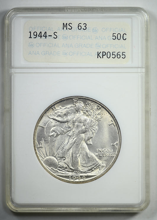 1944-S Walking Liberty Half Dollar 50C ANA Soapbox MS63