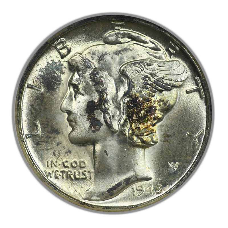 1945-D Mercury Dime 10C ANA Soapbox MS65