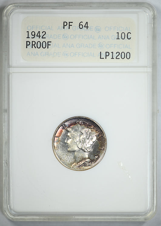 1942 Proof Mercury Dime 10C ANA Soapbox PF64