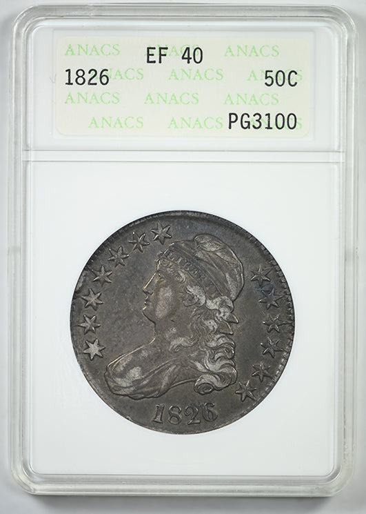 1826 Capped Bust Half Dollar 50C ANACS Soapbox XF40 - REVERSE TONED!
