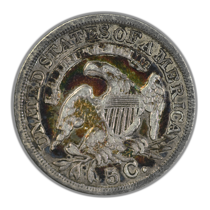 1836 Capped Bust Half Dime H10C Raw VF Very Fine Large 5C - TONED!