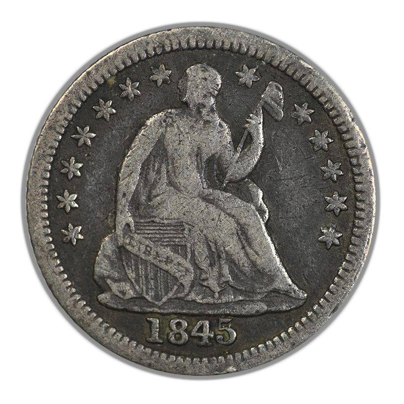 1845 Liberty Seated Half Dime H10C Raw F+ Fine