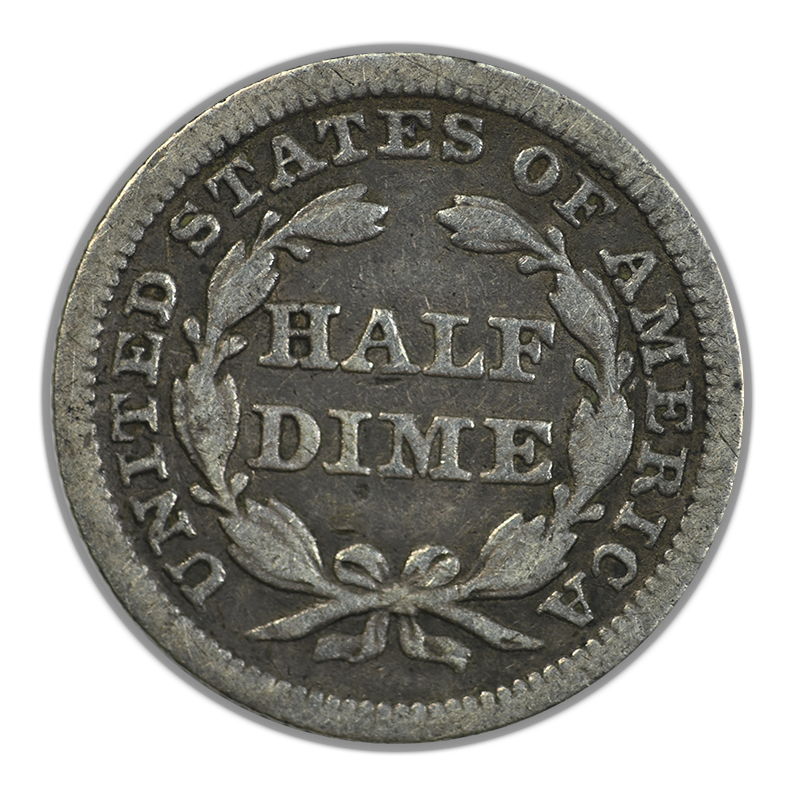 1845 Liberty Seated Half Dime H10C Raw F+ Fine