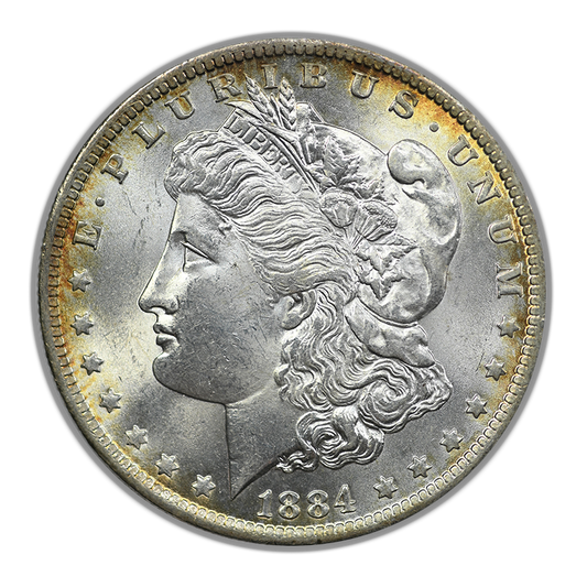 1884-O Morgan Dollar $1 Raw CU Choice Uncirculated - RIM TONED!