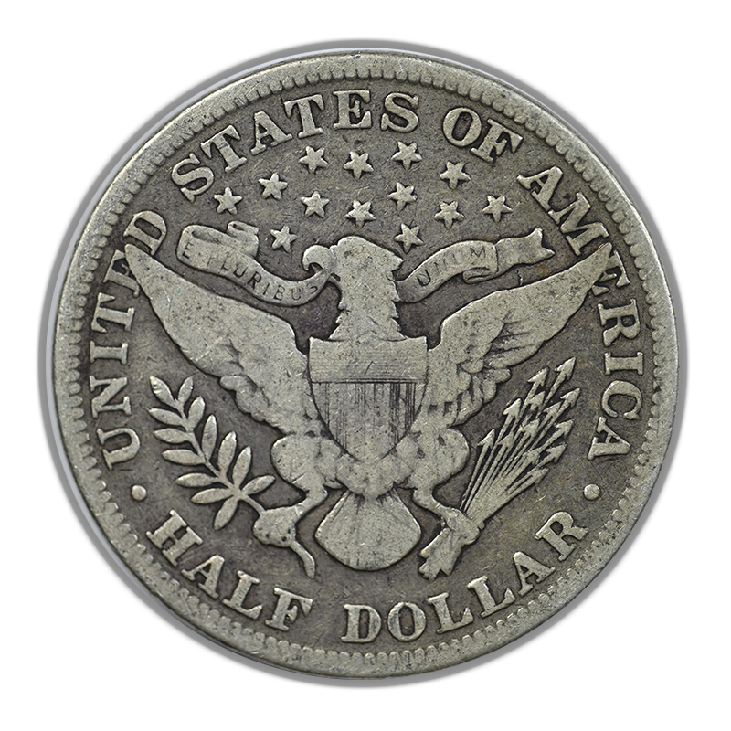 1893 Barber Half Dollar 50C Raw Original G+ Good