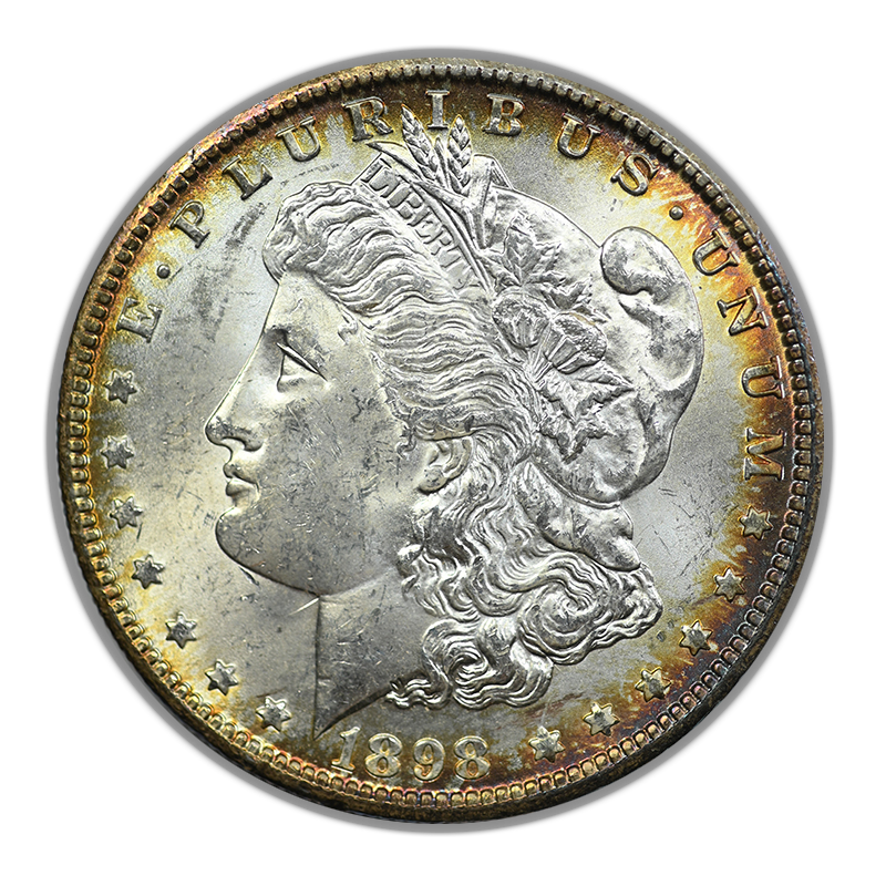 1898-O Morgan Dollar $1 Raw CU Choice Uncirculated - RIM TONED!